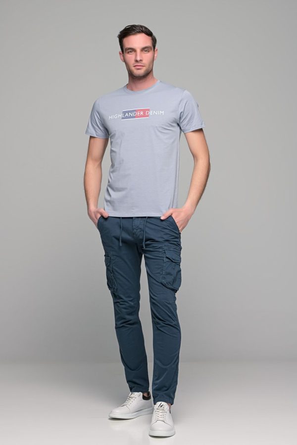 Ανδρικό κοντομάνικο t-shirt γκρι με στάμπα HGL DENIM - slim fit