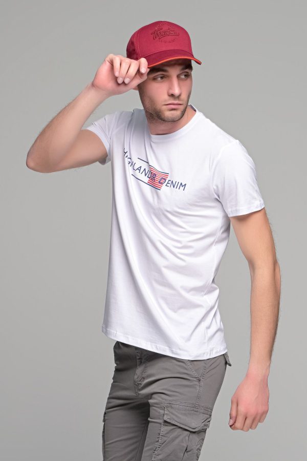 Ανδρικό λευκό t-shirt με στάμπα