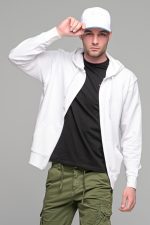 Λευκή ανδρική ζακέτα φούτερ