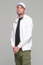 Λευκή ανδρική ζακέτα φούτερ