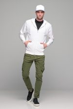 Λευκή ανδρική ζακέτα φούτερ