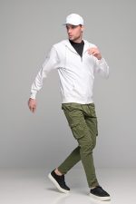 Λευκή ανδρική ζακέτα φούτερ