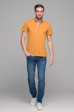 Κίτρινο μουσταρδί ανδρικό πόλο με πουα - regular fit