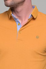 Κίτρινο μουσταρδί ανδρικό πόλο με πουα - regular fit