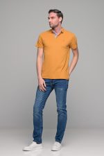 Κίτρινο μουσταρδί ανδρικό πόλο με πουα - regular fit