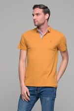 Κίτρινο μουσταρδί ανδρικό πόλο με πουα - regular fit