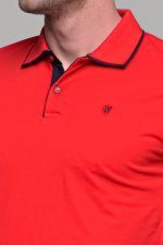 Κοντομάνικο ανδρικό πόλο κόκκινο SW με μπλε περίγραμμα - Slim Fit