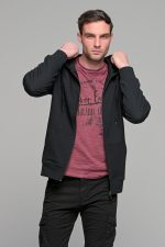 Μαύρη ανδρική ζακέτα φούτερ με φερμουάρ PAPARAZZI - Regular Fit