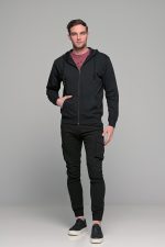 Μαύρη ανδρική ζακέτα φούτερ με φερμουάρ PAPARAZZI - Regular Fit