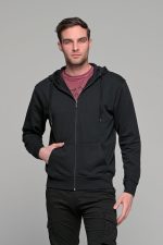 Μαύρη ανδρική ζακέτα φούτερ με φερμουάρ PAPARAZZI - Regular Fit