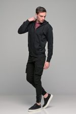 Μαύρη ανδρική ζακέτα φούτερ με φερμουάρ PAPARAZZI - Regular Fit