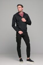 Μαύρη ανδρική ζακέτα φούτερ με φερμουάρ PAPARAZZI - Regular Fit