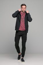 Μαύρη ανδρική ζακέτα φούτερ με φερμουάρ PAPARAZZI - Regular Fit