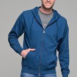 Μπλε ανδρική ζακέτα φούτερ με φερμουάρ casual