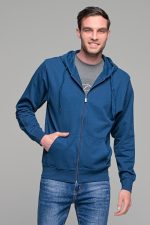 Μπλε ανδρική ζακέτα φούτερ με φερμουάρ casual