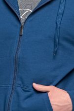 Μπλε ανδρική ζακέτα φούτερ με φερμουάρ casual