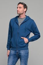 Μπλε ανδρική ζακέτα φούτερ με φερμουάρ casual