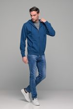 Μπλε ανδρική ζακέτα φούτερ με φερμουάρ casual