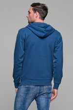 Μπλε ανδρική ζακέτα φούτερ με φερμουάρ casual