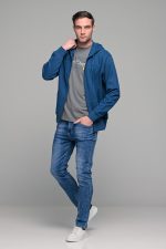 Μπλε ανδρική ζακέτα φούτερ με φερμουάρ casual