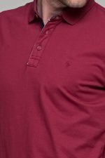 Ανδρικό μπορντό πόλο μπλουζάκι SW με μπλε πατιλέτα- Slim Fit