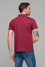 Ανδρικό μπορντό πόλο μπλουζάκι SW με μπλε πατιλέτα- Slim Fit
