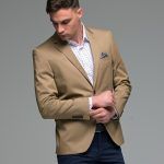 Μπεζ ανδρικό σακάκι ΑΜ - slim fit