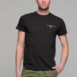 Μαύρο ανδρικό t-shirt κοντομάνικο με στάμπα BLVCK - slim fit