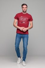 Κόκκινο ανδρικό t-shirt κοντομάνικο με στάμπα DISRT - slim fit
