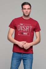Κόκκινο ανδρικό t-shirt κοντομάνικο με στάμπα DISRT - slim fit