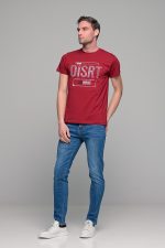 Κόκκινο ανδρικό t-shirt κοντομάνικο με στάμπα DISRT - slim fit
