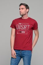 Κόκκινο ανδρικό t-shirt κοντομάνικο με στάμπα DISRT - slim fit