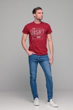 Κόκκινο ανδρικό t-shirt κοντομάνικο με στάμπα DISRT - slim fit