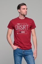 Κόκκινο ανδρικό t-shirt κοντομάνικο με στάμπα DISRT - slim fit