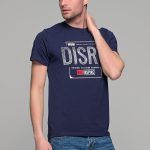 Μπλε ανδρικό t-shirt κοντομάνικο με στάμπα DISRT - slim fit