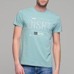 Πράσινο mint ανδρικό t-shirt κοντομάνικο με στάμπα DISRT – slim fit