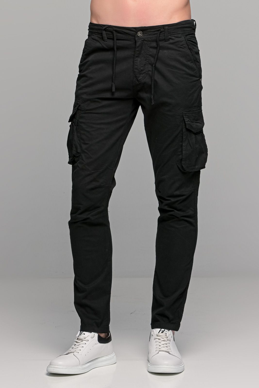 Cargo ανδρικό παντελόνι με τσέπες μαύρο - Slim Fit
