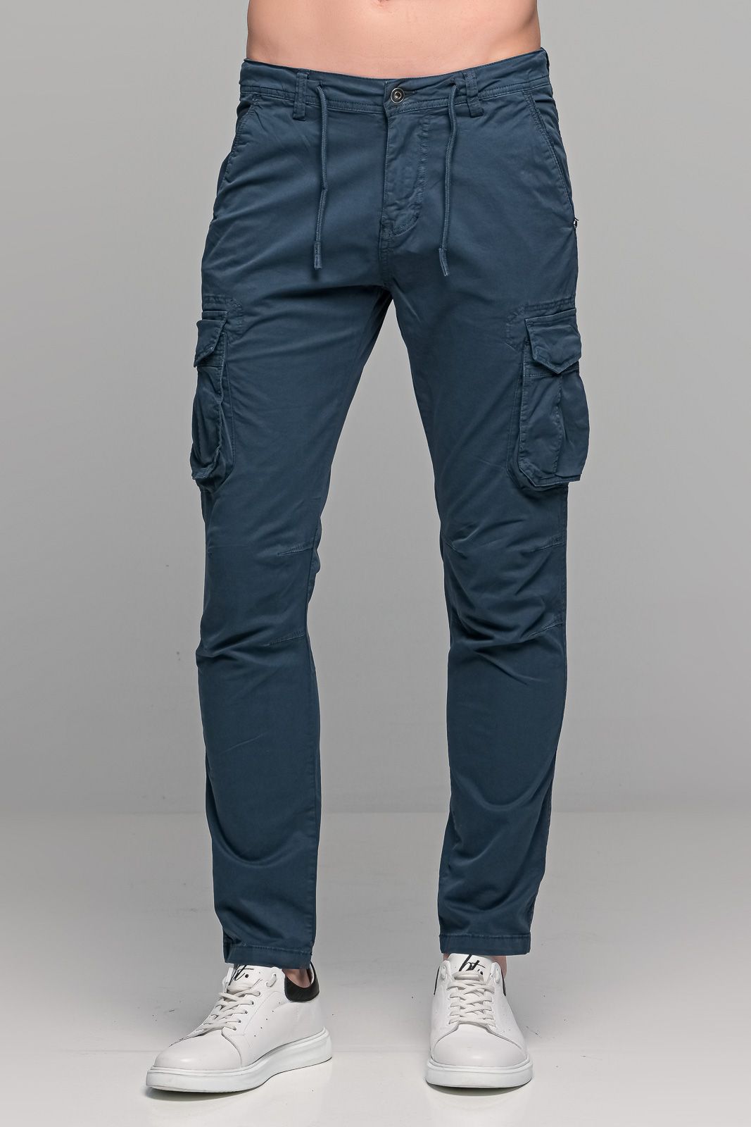 Cargo ανδρικό παντελόνι με τσέπες μπλε - Slim Fit