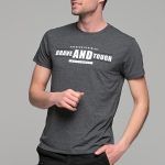 Γκρι ανδρικό t-shirt κοντομάνικο με στάμπα Brave&Tough - slim fit