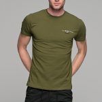 Χακί ανδρικό t-shirt κοντομάνικο με στάμπα BLVCK - slim fit