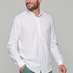 Λινό λευκό ανδρικό πουκάμισο - Slim Fit