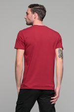 Μπορντό κοντομάνικο ανδρικό t-shirt με στάμπα φύλλο- slim fit