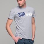 Γκρι κοντομάνικο ανδρικό t-shirt με στάμπα SUPERIOR- slim fit