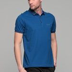 Μπλε ανδρικό πόλο MNT με τσεπάκι και σχέδιο στο γιακά - regular fit