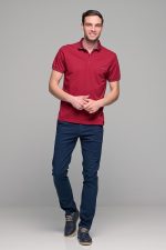 Κόκκινο ανδρικό πόλο MNT με τσεπάκι και σχέδιο στο γιακά - regular fit