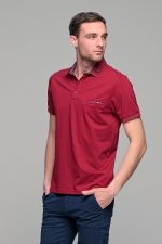 Κόκκινο ανδρικό πόλο MNT με τσεπάκι και σχέδιο στο γιακά - regular fit
