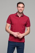 Κόκκινο ανδρικό πόλο MNT με τσεπάκι και σχέδιο στο γιακά - regular fit