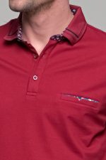 Κόκκινο ανδρικό πόλο MNT με τσεπάκι και σχέδιο στο γιακά - regular fit