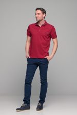 Κόκκινο ανδρικό πόλο MNT με τσεπάκι και σχέδιο στο γιακά - regular fit