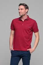 Κόκκινο ανδρικό πόλο MNT με τσεπάκι και σχέδιο στο γιακά - regular fit